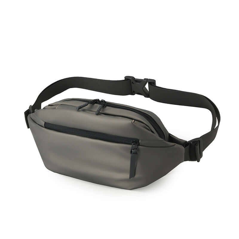 High Capacity Waist Bag made of waterproof fabric, 25cm x 6cm x 14cm, designed for active individuals, showcasing sleek and functional style.