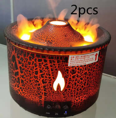 Decorative flaming Volcano Air Humidifier for aromatherapy and air quality enhancement, available in set of 2 pieces.