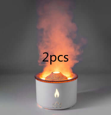 Volcano Air Humidifier with glowing mist, enhances decor and air quality, perfect for aromatherapy and creating a tranquil space.