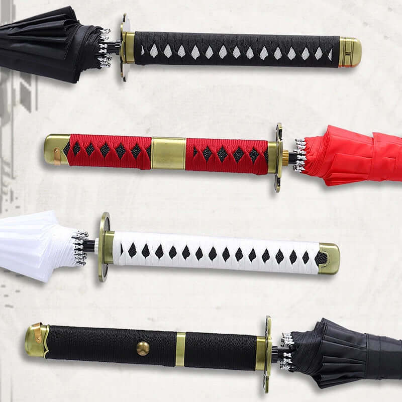 Samurai Sword Umbrella with windproof canopy and Katana-inspired handle for stylish, superior rain protection.