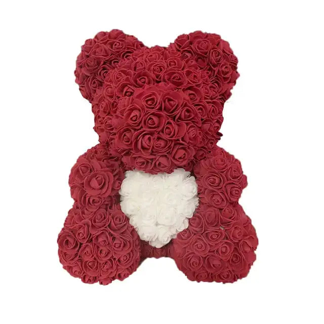 Elegant Rose Bear Heart, romantic artificial flowers, subtle fragrance, perfect for Valentine’s Day, Christmas, or appreciation.