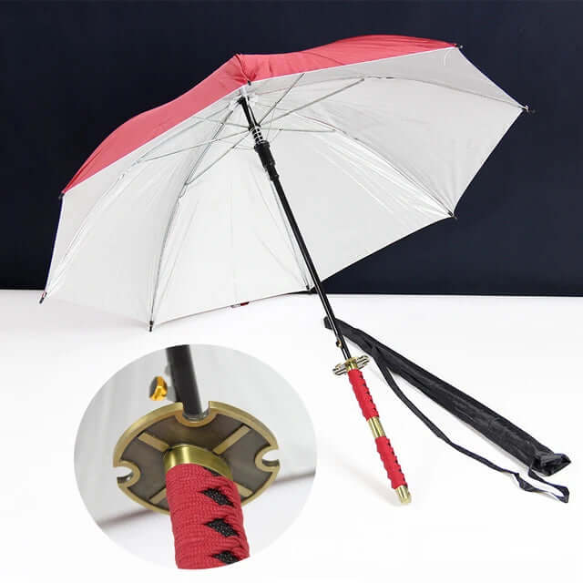 Samurai Sword Umbrella with windproof canopy and Katana-inspired handle for stylish, superior rain protection.