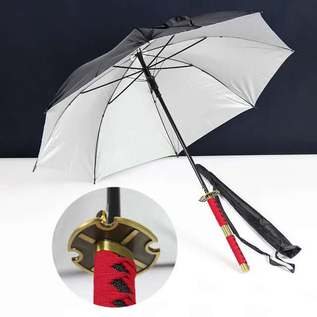 Samurai Sword Umbrella with windproof canopy and Katana-inspired handle for stylish, superior rain protection.