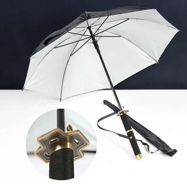 Samurai Sword Umbrella with windproof canopy and Katana-inspired handle for stylish, superior rain protection.