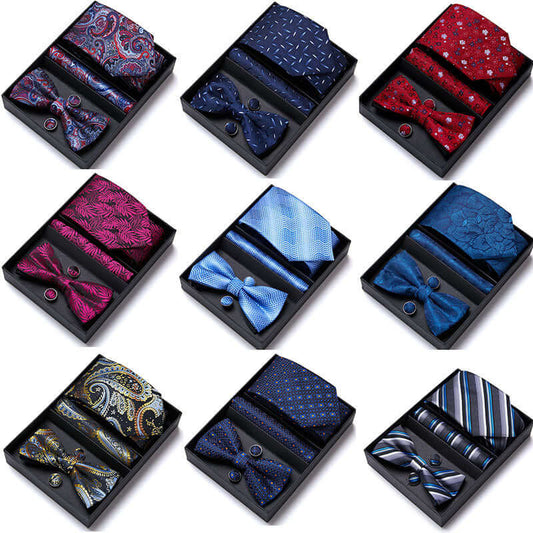 Assorted Business-Wedding Bow Tie Set with elegant patterns for formal occasions including meetings and celebrations.