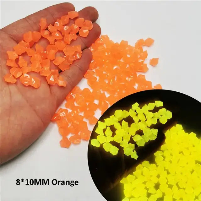 Luminous Stones: Glow-in-the-dark pebbles (8x10mm) for decor, durable plastic, sunlight-activated, 300-500 pcs per pack