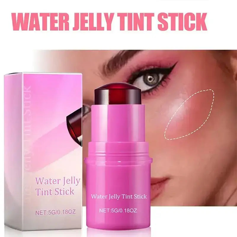 Water Jelly Tint Stick, multi-use for lips, cheeks, and eyes, moisturizing formula, long-lasting color, and skin-friendly.