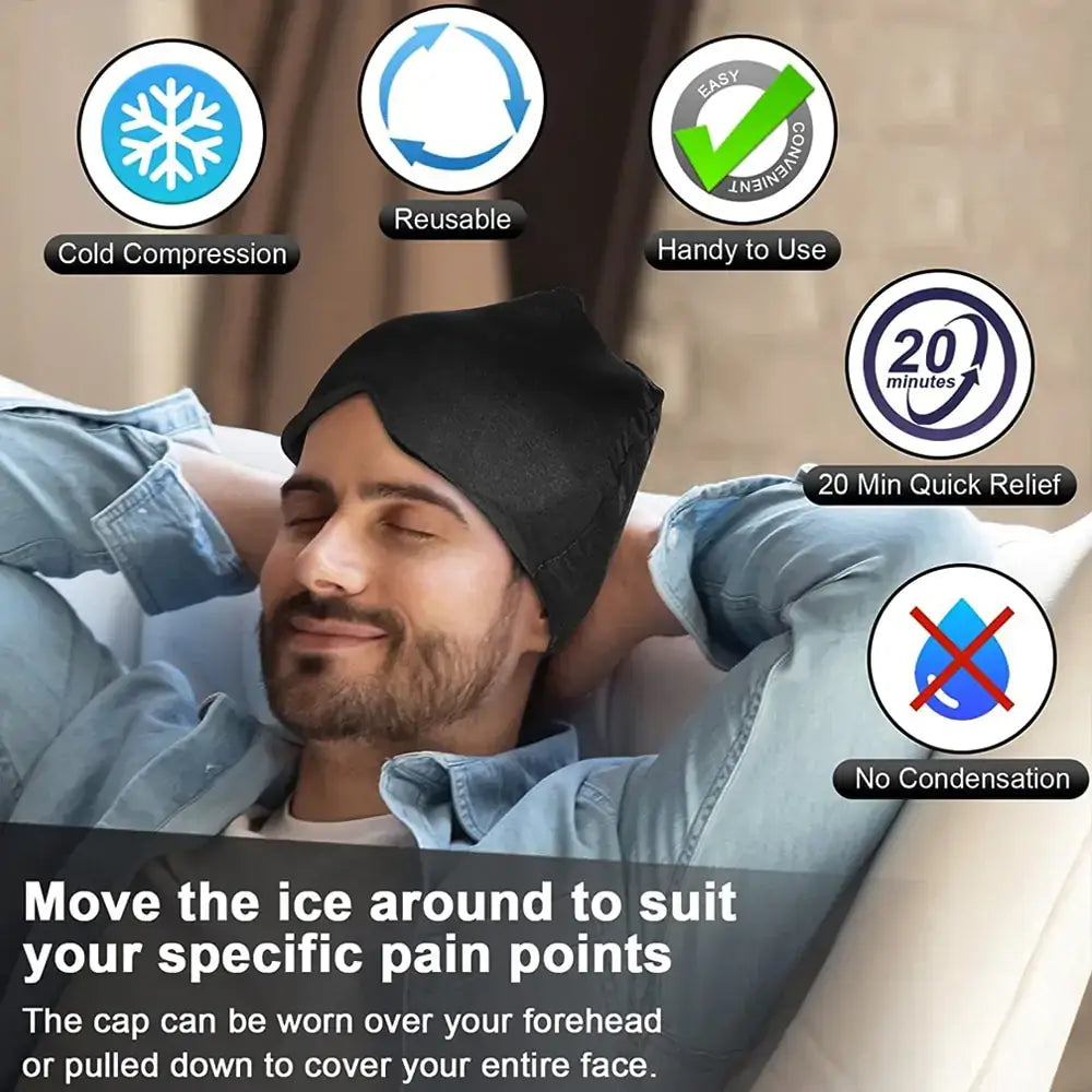 Soothe headaches and migraines with our Hot & Cold Therapy Cap, designed for ultimate comfort and targeted relief.