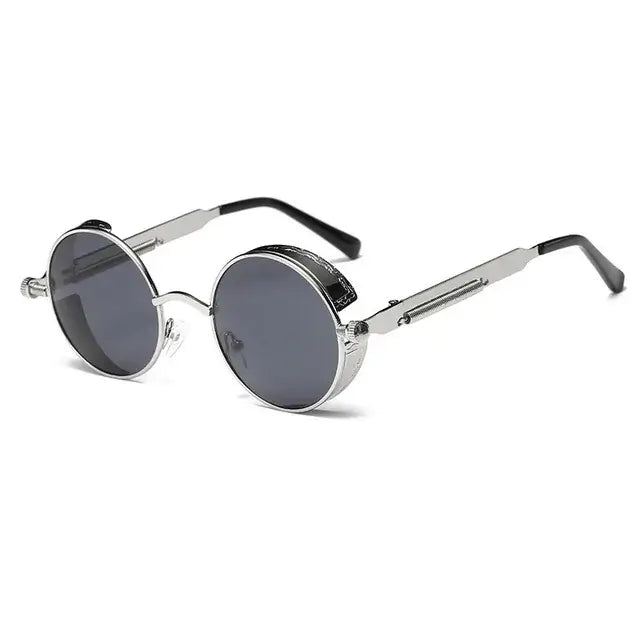 Vintage-inspired Metal Round Steampunk Sunglasses with UV400 protection and intricate metal detailing for a bold, stylish look.