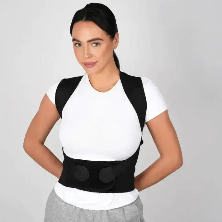 Shoulder and back posture corrector belt for spine alignment, reducing slouching and back pain, enhancing comfort and confidence.