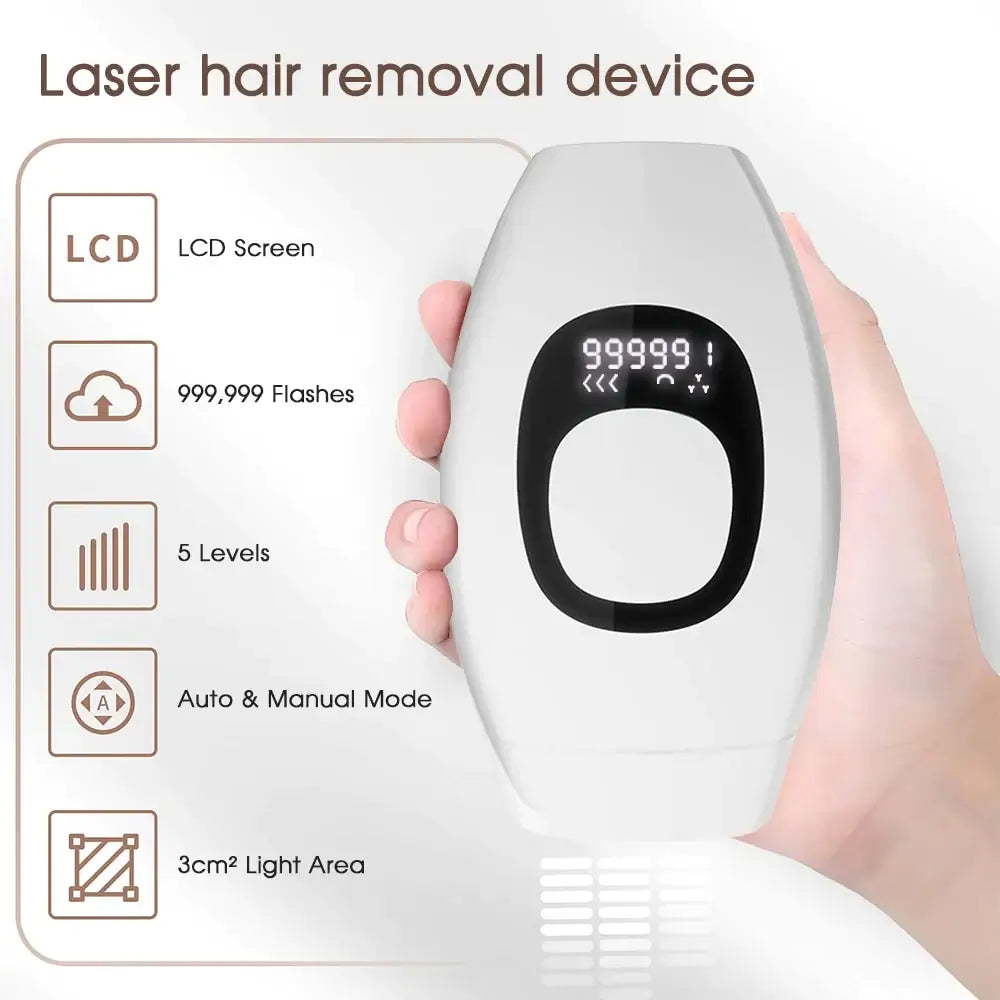 IPL Laser Hair Removal Epilator offers fast, pain-free hair removal with 999,999 flashes and adjustable intensity for smooth skin.