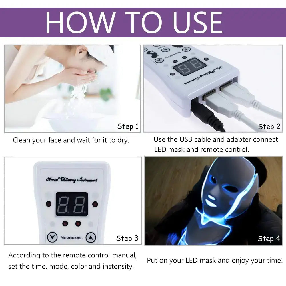 LED facial mask with light therapy for acne, wrinkles & glowing skin. Safe, comfortable & easy at-home treatment for all skin types.