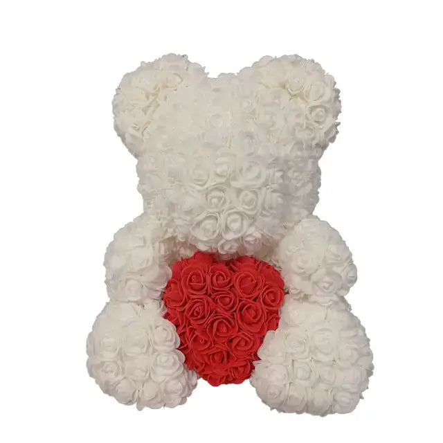 Elegant Rose Bear Heart, romantic artificial flowers, subtle fragrance, perfect for Valentine’s Day, Christmas, or appreciation.