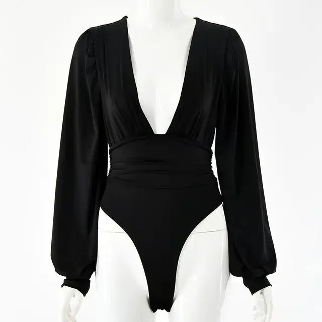 Women's sexy fashion bodysuit, sleek design, flattering fit, versatile for day or night, accentuates curves with comfort and sophistication.