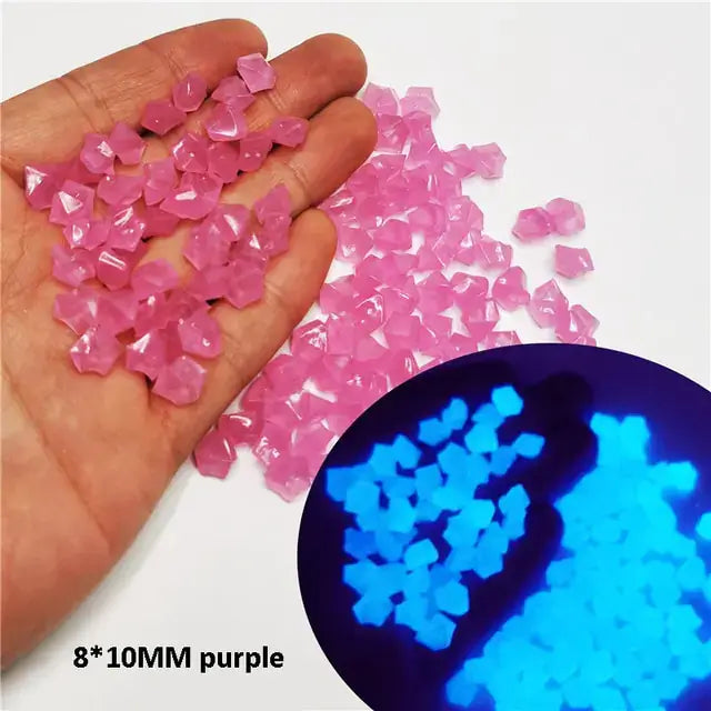 Luminous Stones: Glow-in-the-dark pebbles (8x10mm) for decor, durable plastic, sunlight-activated, 300-500 pcs per pack