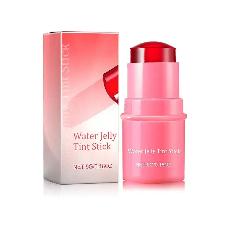 Water Jelly Tint Stick, multi-use for lips, cheeks, and eyes, moisturizing formula, long-lasting color, and skin-friendly.