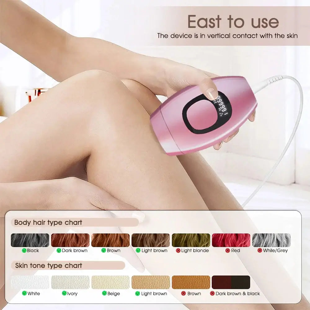 IPL Laser Hair Removal Epilator offers fast, pain-free hair removal with 999,999 flashes and adjustable intensity for smooth skin.