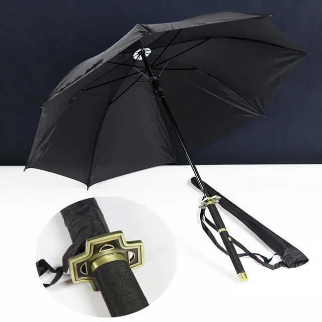 Samurai Sword Umbrella with windproof canopy and Katana-inspired handle for stylish, superior rain protection.