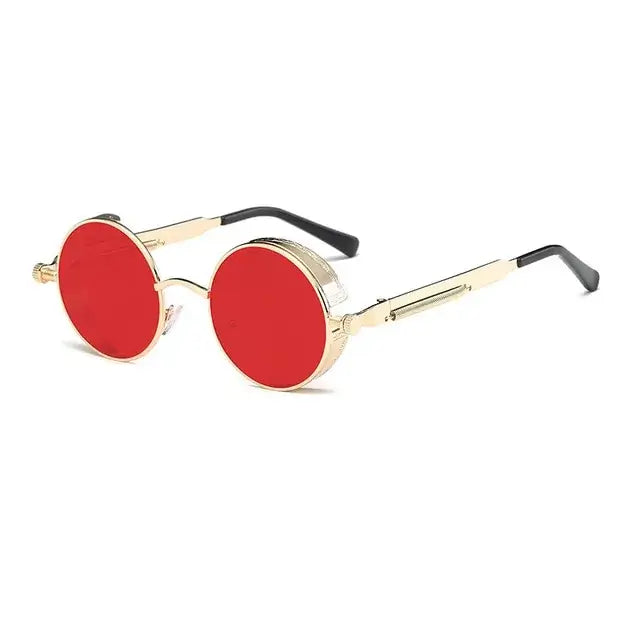 Vintage-inspired Metal Round Steampunk Sunglasses with UV400 protection and intricate metal detailing for a bold, stylish look.