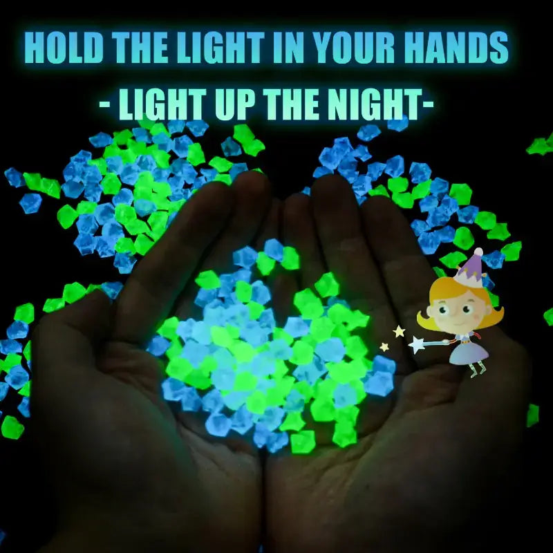 Luminous Stones: Glow-in-the-dark pebbles (8x10mm) for decor, durable plastic, sunlight-activated, 300-500 pcs per pack