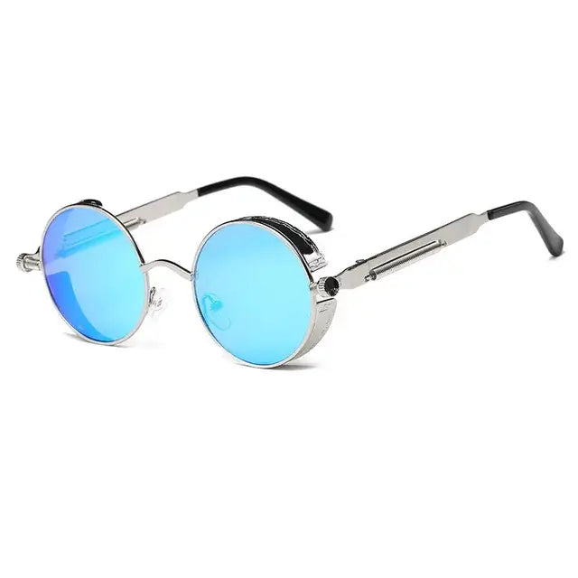 Vintage-inspired Metal Round Steampunk Sunglasses with UV400 protection and intricate metal detailing for a bold, stylish look.