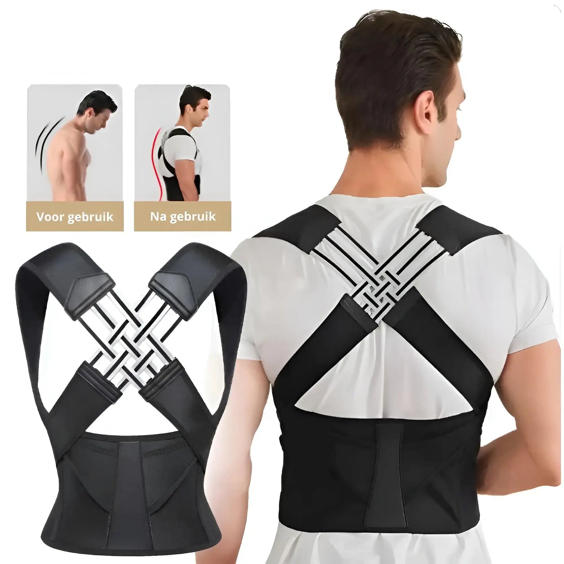 Shoulder and back posture corrector belt for spine alignment, reducing slouching and back pain, enhancing comfort and confidence.