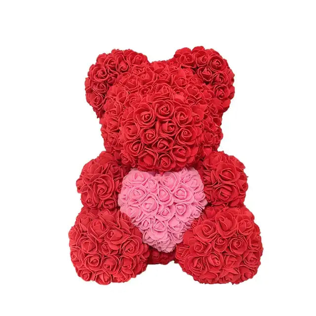 Elegant Rose Bear Heart, romantic artificial flowers, subtle fragrance, perfect for Valentine’s Day, Christmas, or appreciation.