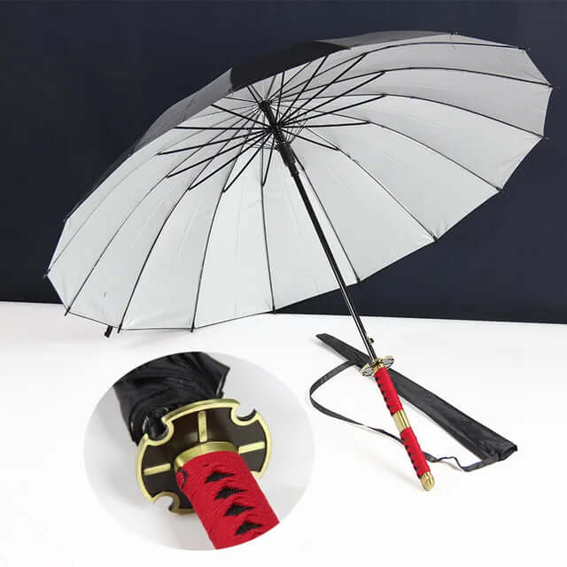 Samurai Sword Umbrella with windproof canopy and Katana-inspired handle for stylish, superior rain protection.