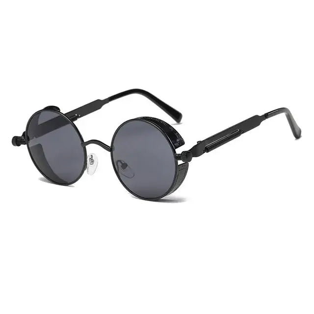 Vintage-inspired Metal Round Steampunk Sunglasses with UV400 protection and intricate metal detailing for a bold, stylish look.