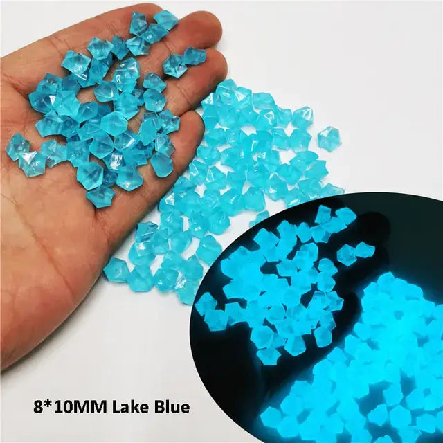 Luminous Stones: Glow-in-the-dark pebbles (8x10mm) for decor, durable plastic, sunlight-activated, 300-500 pcs per pack