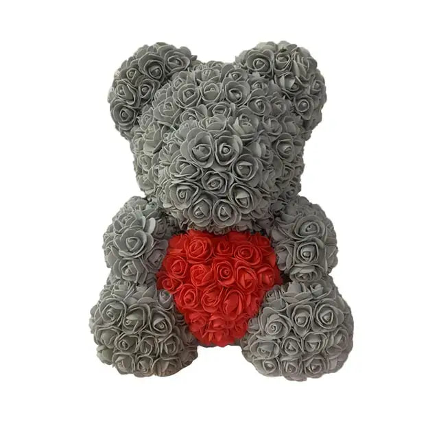 Elegant Rose Bear Heart, romantic artificial flowers, subtle fragrance, perfect for Valentine’s Day, Christmas, or appreciation.