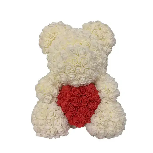 Elegant Rose Bear Heart, romantic artificial flowers, subtle fragrance, perfect for Valentine’s Day, Christmas, or appreciation.