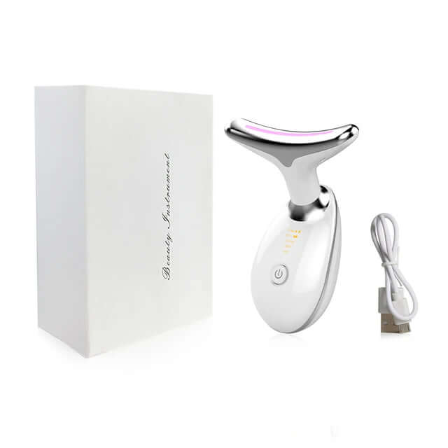 Neck Face Lifting Massager with EMS technology and LED therapy tightens skin, reduces wrinkles, and improves complexion.