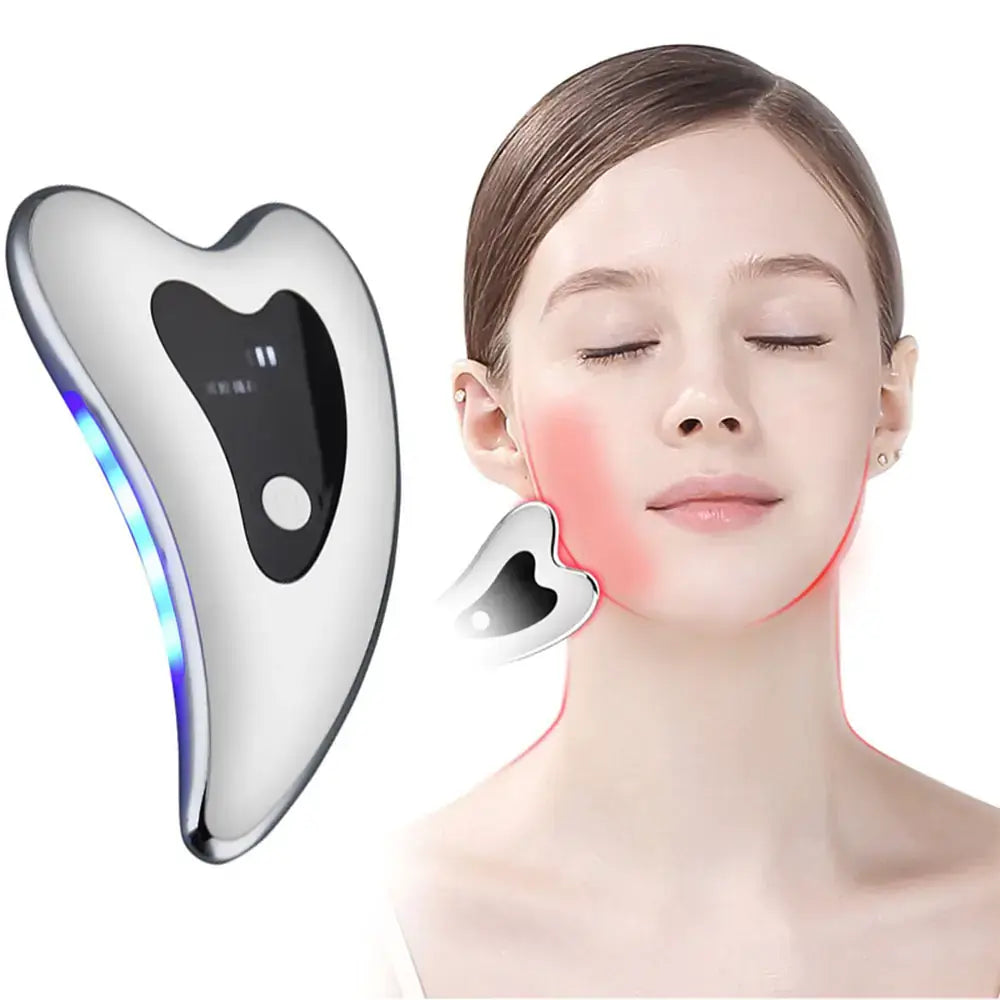 4-in-1 Facial Massage Skin Scraping LED Radio Frequency device for lifting, firming, and slimming with LED light therapy.