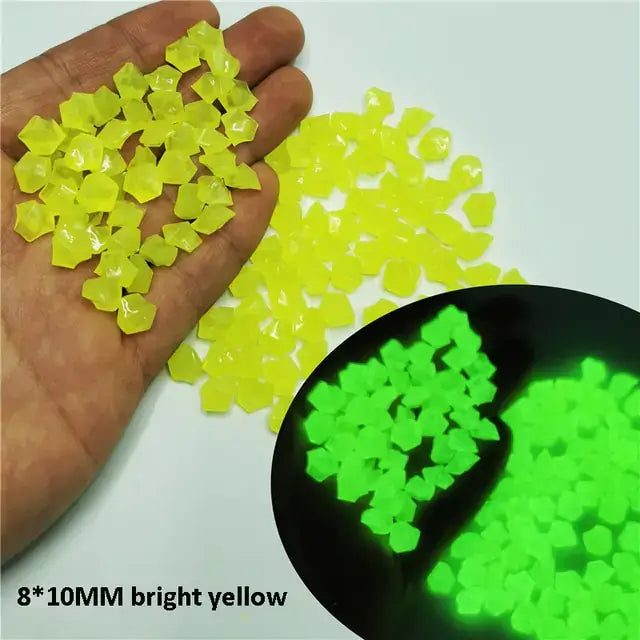 Luminous Stones: Glow-in-the-dark pebbles (8x10mm) for decor, durable plastic, sunlight-activated, 300-500 pcs per pack