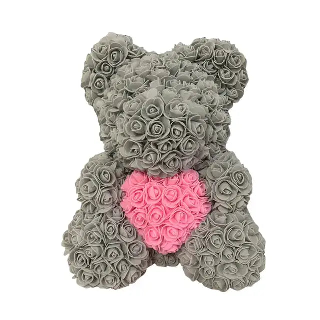 Elegant Rose Bear Heart, romantic artificial flowers, subtle fragrance, perfect for Valentine’s Day, Christmas, or appreciation.