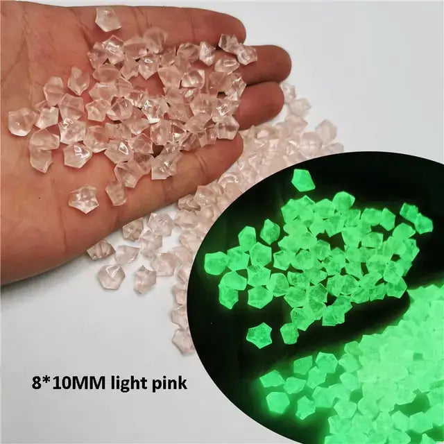 Luminous Stones: Glow-in-the-dark pebbles (8x10mm) for decor, durable plastic, sunlight-activated, 300-500 pcs per pack