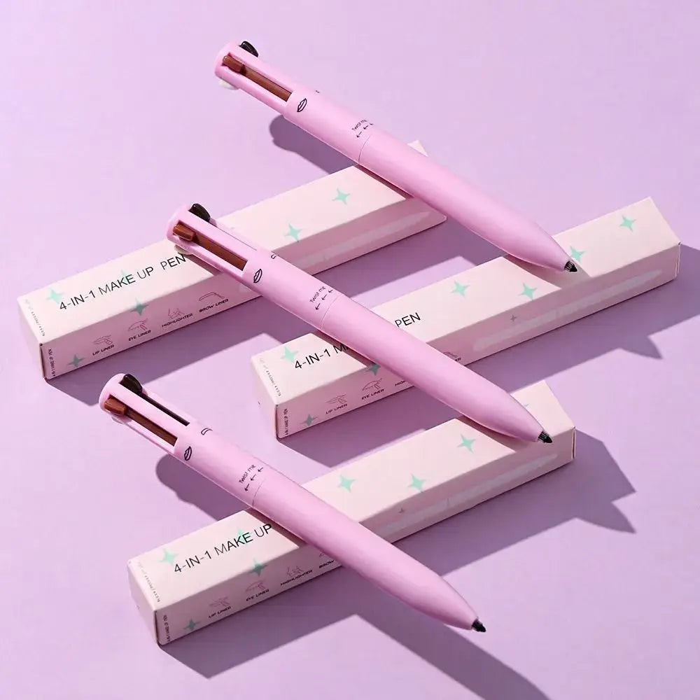 4-in-1 GlamPen for eyeliner, eyebrow pencil, lip liner, and highlighter, offering portable and effortless makeup application with a radiant glow.