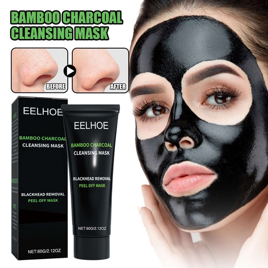 Blackhead removal face mask with bamboo charcoal for deep pore cleansing and moisturization before and after results.