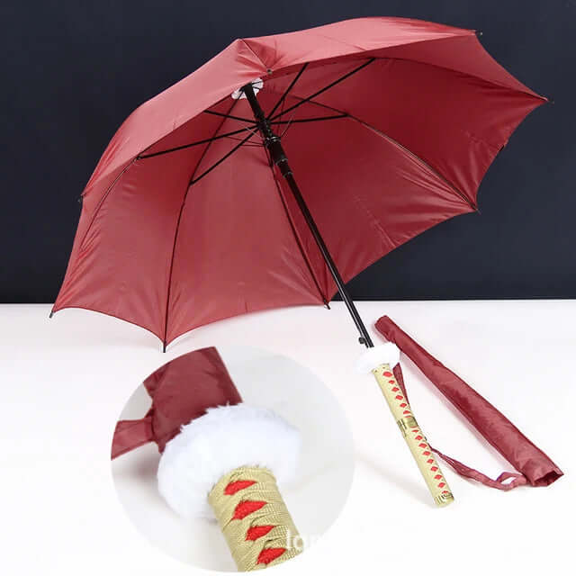 Samurai Sword Umbrella with windproof canopy and Katana-inspired handle for stylish, superior rain protection.