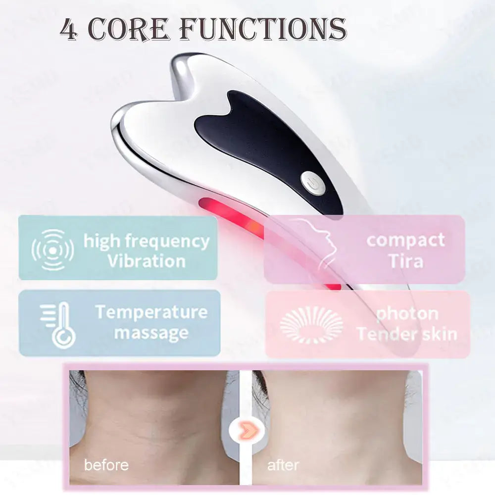 4-in-1 Facial Massage Skin Scraping LED Radio Frequency device for lifting, firming, and slimming with LED light therapy.