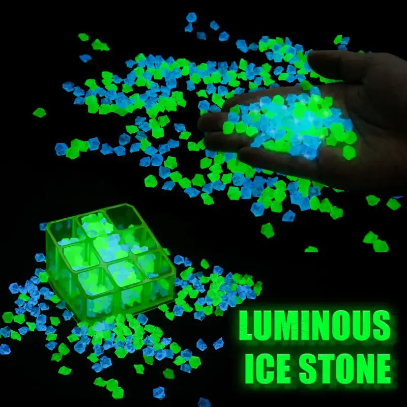 Luminous Stones: Glow-in-the-dark pebbles (8x10mm) for decor, durable plastic, sunlight-activated, 300-500 pcs per pack