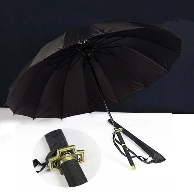 Samurai Sword Umbrella with windproof canopy and Katana-inspired handle for stylish, superior rain protection.