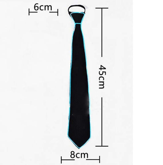 Glowing Necktie with blue outline, measuring 45cm in length, perfect for parties and festive events, adding a standout glow to any outfit.