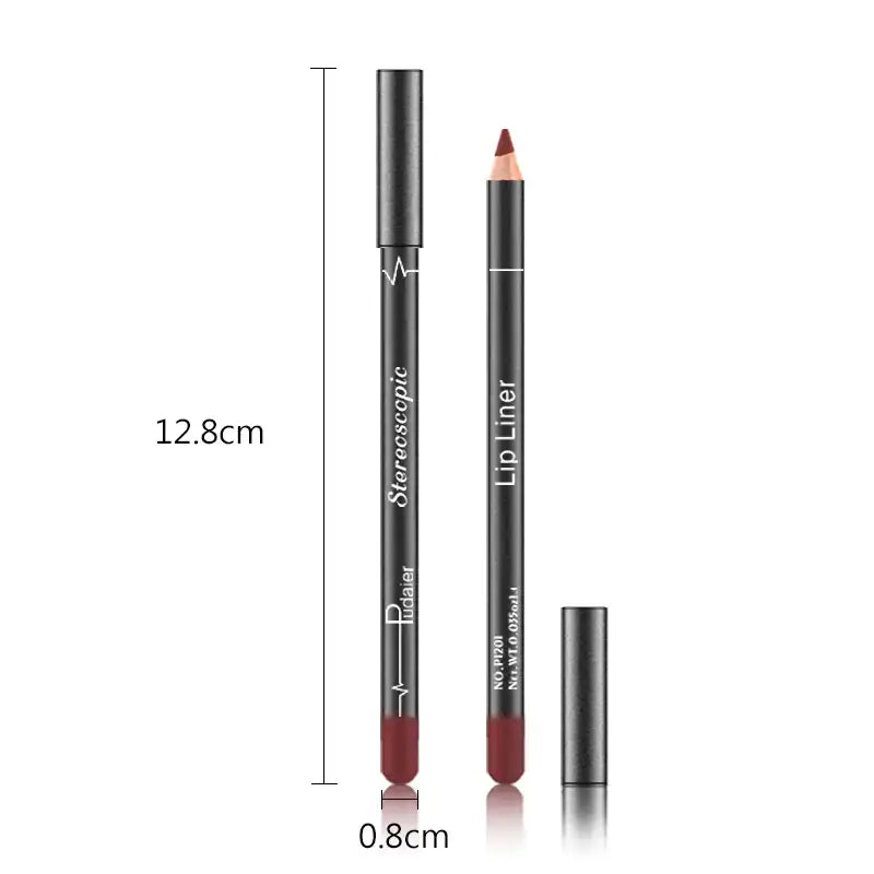 12 Colors Lip Liner Pencil set with nude matte, moisturizing, waterproof, and long-lasting shades for flawless lip makeup.