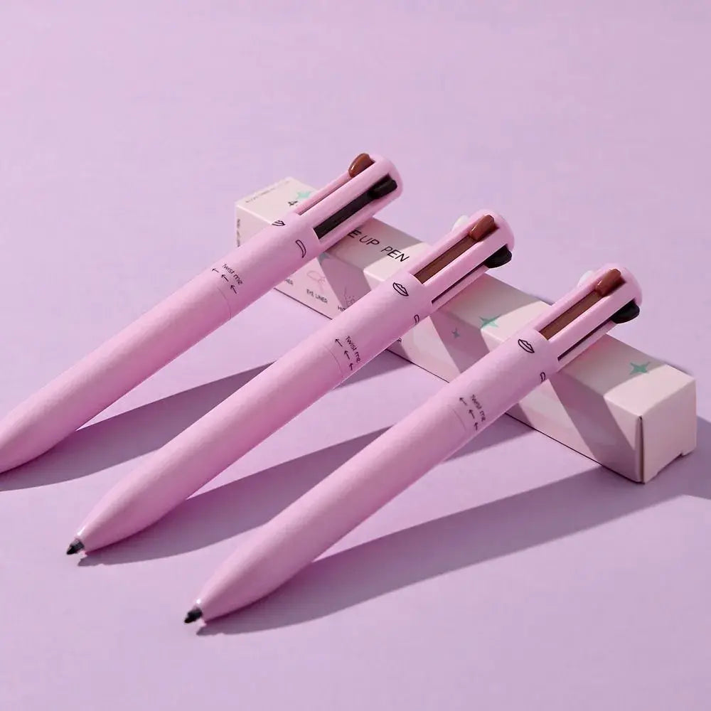 4-in-1 GlamPen for eyeliner, eyebrow pencil, lip liner, and highlighter, offering portable and effortless makeup application with a radiant glow.