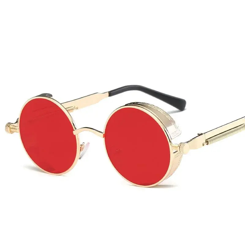 Vintage-inspired Metal Round Steampunk Sunglasses with UV400 protection and intricate metal detailing for a bold, stylish look.