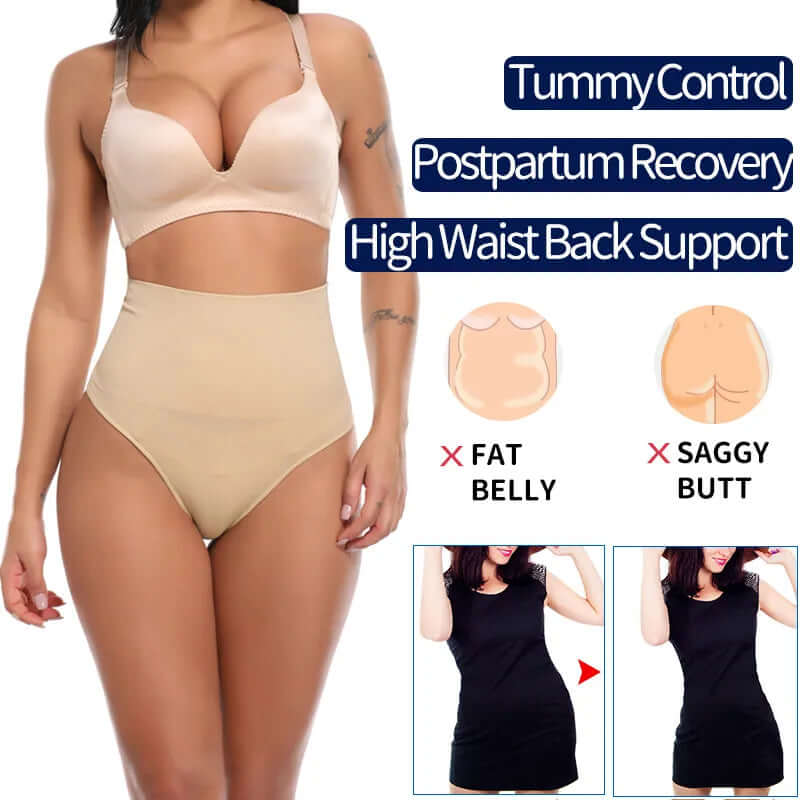 High waist tummy control panties offering seamless support and shaping for a flawless silhouette and all-day comfort.