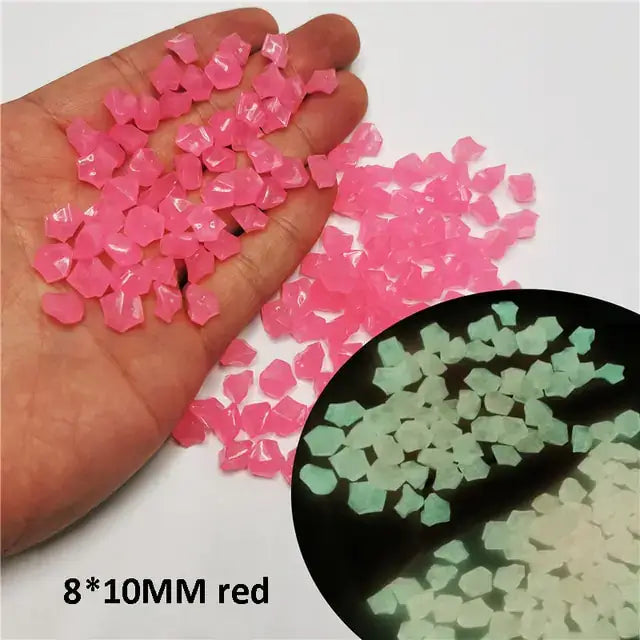 Luminous Stones: Glow-in-the-dark pebbles (8x10mm) for decor, durable plastic, sunlight-activated, 300-500 pcs per pack