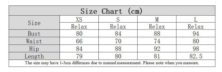 Size chart for the Sparkly Backless Mini Dress, detailing measurements for XS, S, M, and L in bust, waist, hip, and length.